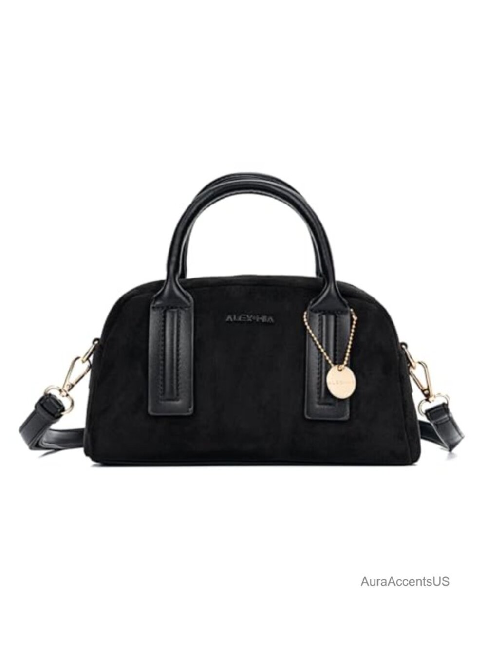 Small Suede Crossbody Bag with Top Handle & Adjustable Strap